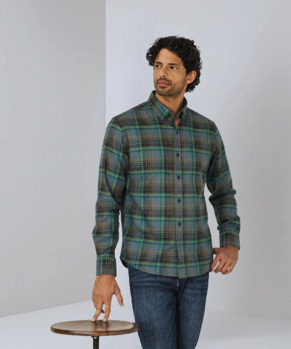 Chemise verte à carreaux multi-couleur